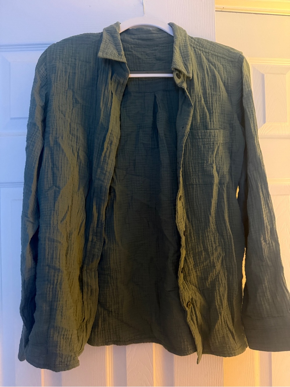 J Crew Women’s Gauze Button-Up Shirt - Olive Green, Medium
